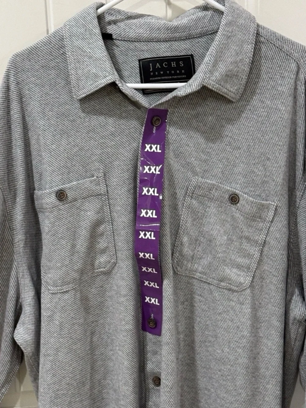 Jachs NY Shirt Men XXL Gray Button Up Long Sleeve Heavy Knit Flannel